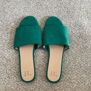 Green sandals- never worn, size 10